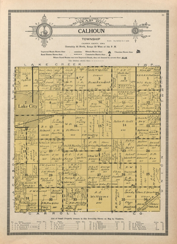 1911 Plat Map Calhoun County Iowa An IAGenWeb Project