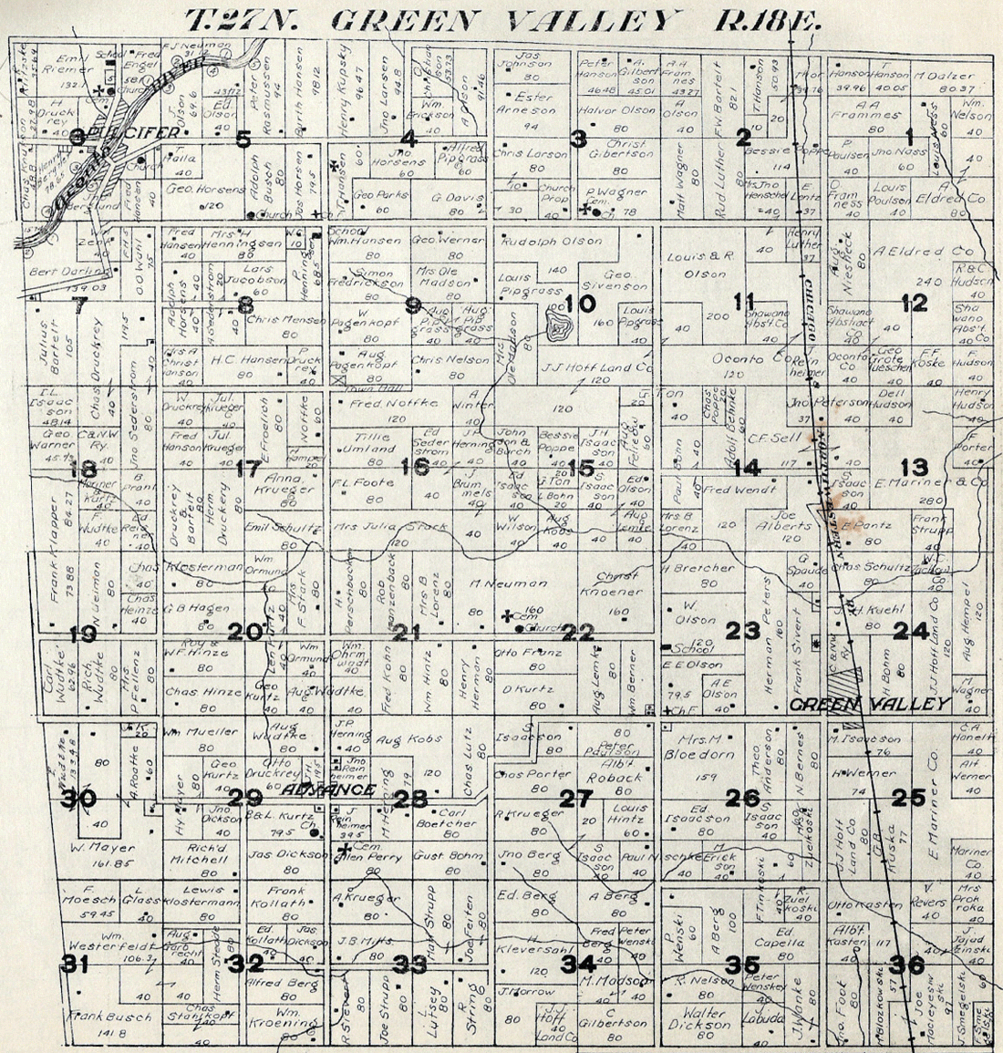 1920 Green Valley Township Shawano County Plat Map