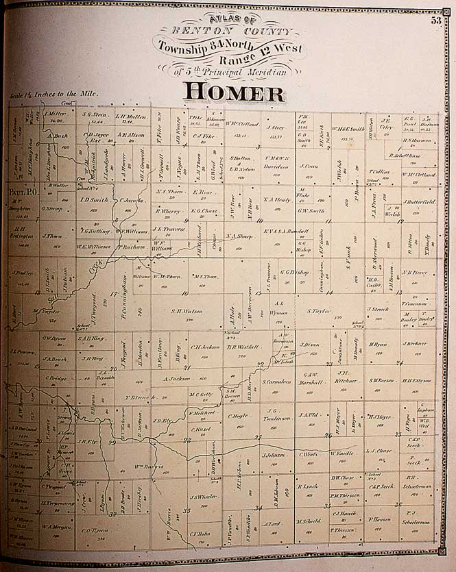 Benton County 1872 Atlas Iowa Township