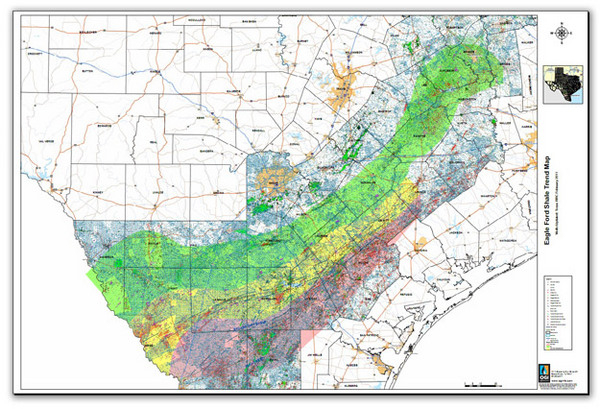 Eagle Ford Shale Map With Oil Gas Well Trends 