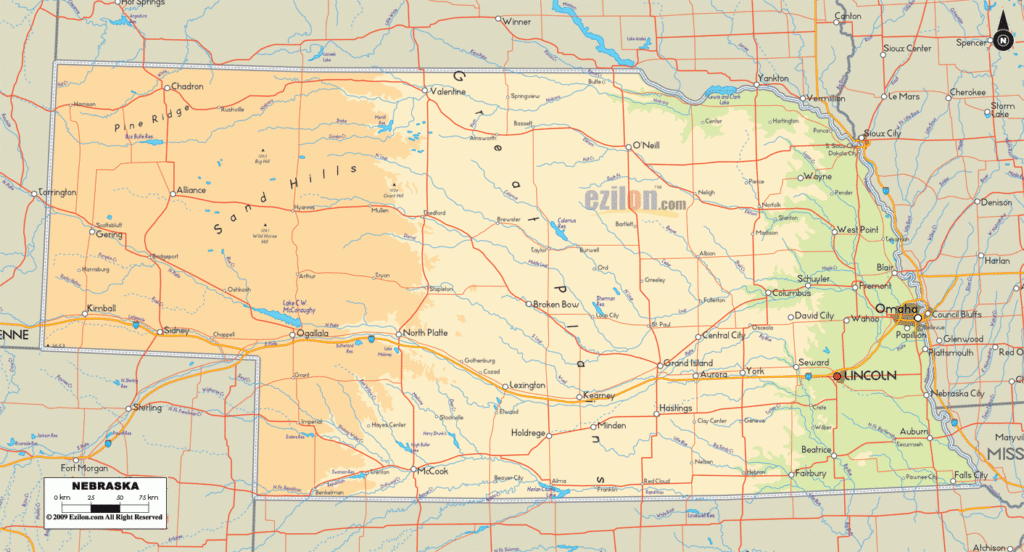 Lakes In Nebraska Map Boston Massachusetts On A Map