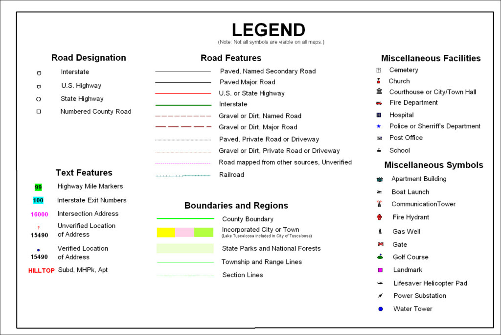 Map Legend Tuscaloosa County Alabama