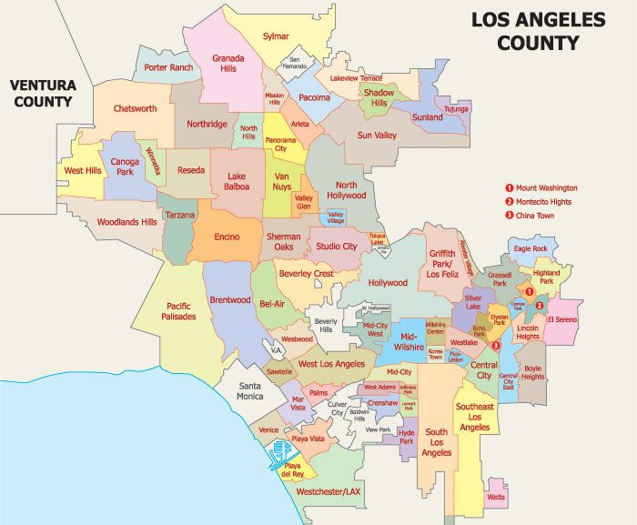 Map Of Los Angeles Neighborhoods Los Angeles Los Angeles