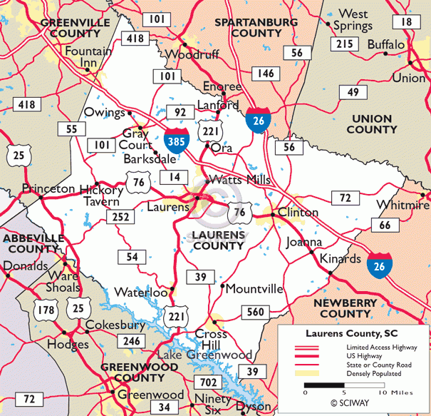 Maps Of Laurens County South Carolina