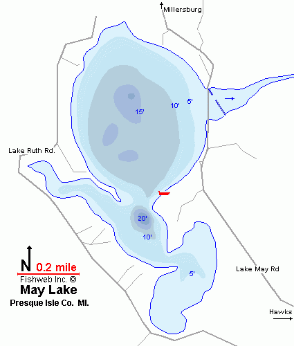 May Lake Map Presque Isle County Michigan Fishing Michigan Interactive 