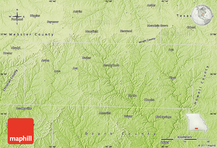 Physical Map Of Douglas County