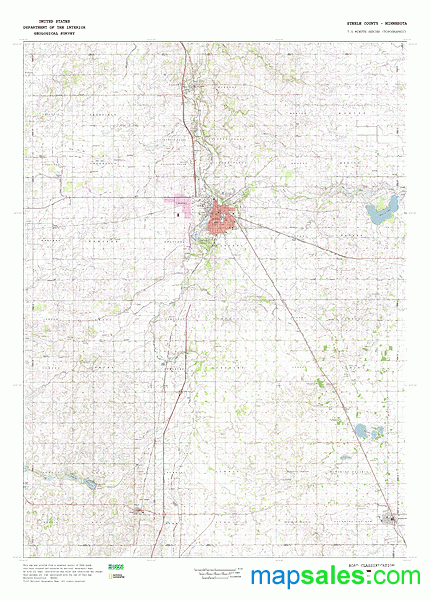 Steele County MN Topo Wall Map By MarketMAPS