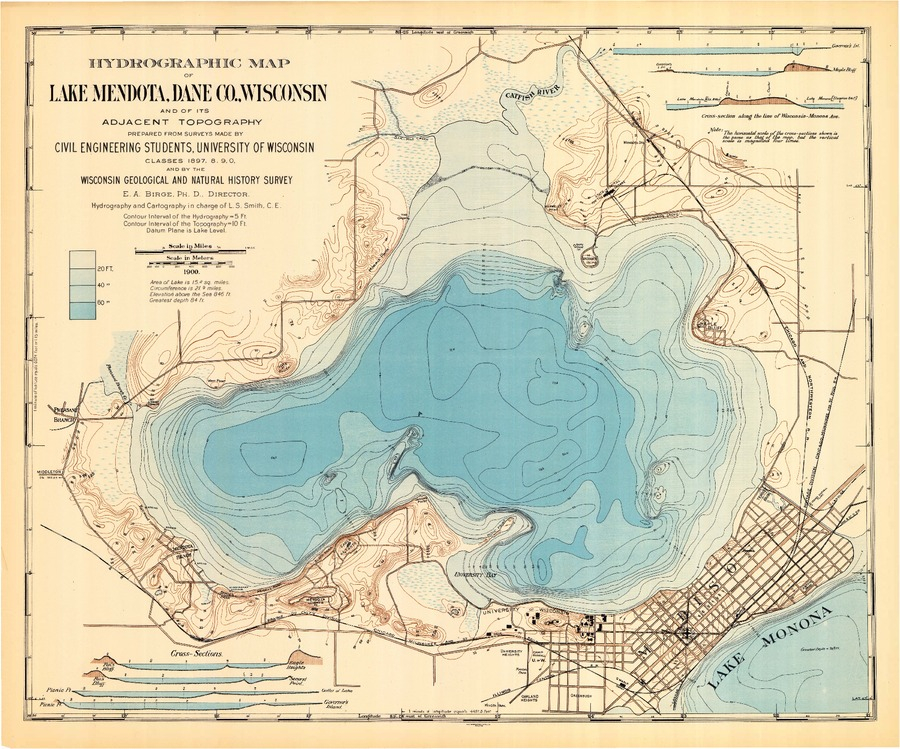 Wisconsin Geological Natural History Survey Hydrographic Map Of 