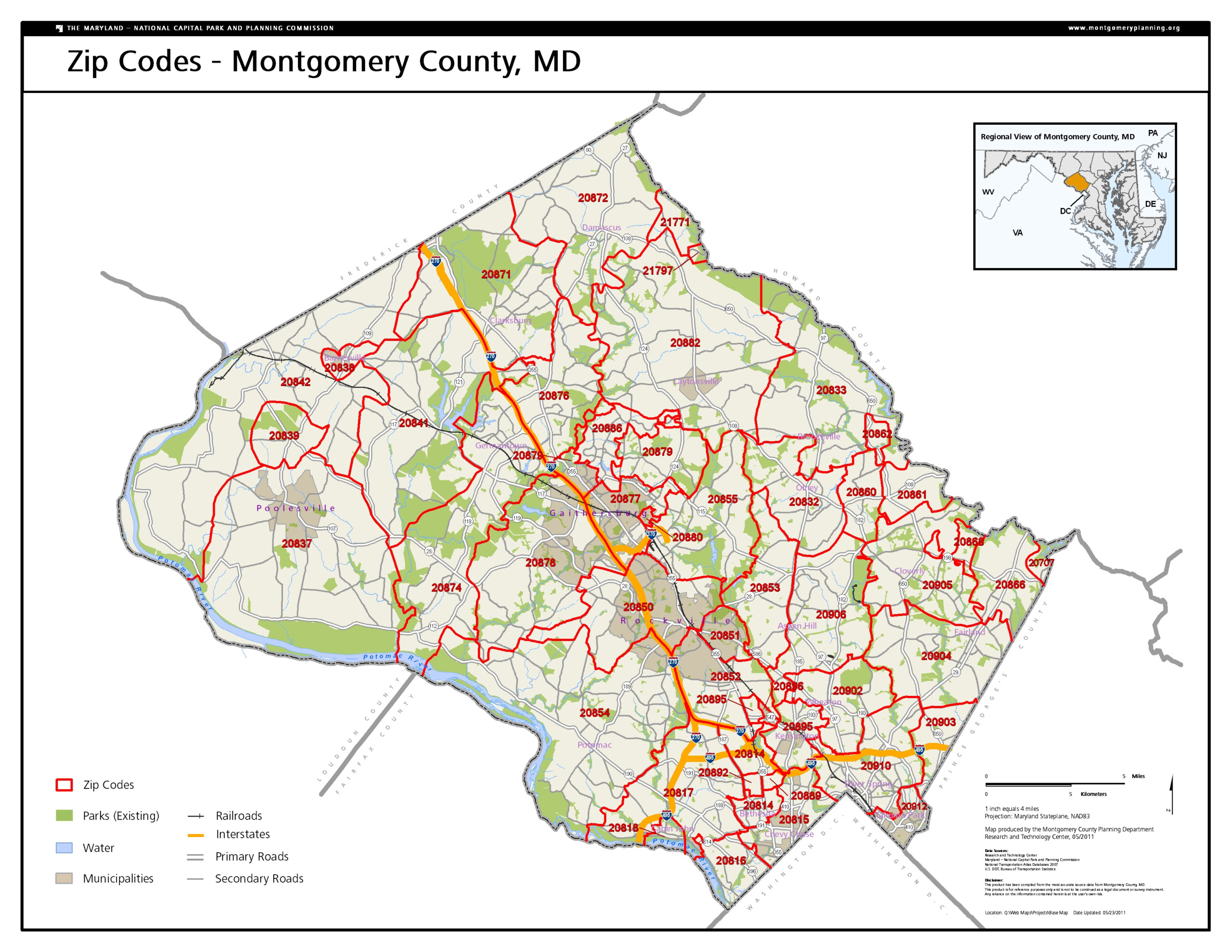 Zipcodes a Montgomery Planning